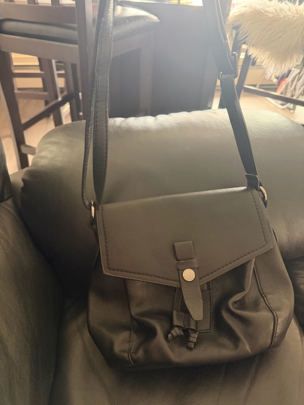 Hilary Radley Black Leather Crossbody Bag